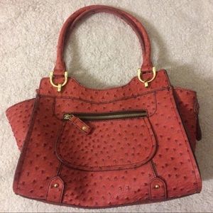 London Fog Bags | London Fog Coral Ostrich Leather Handbag | Poshmark
